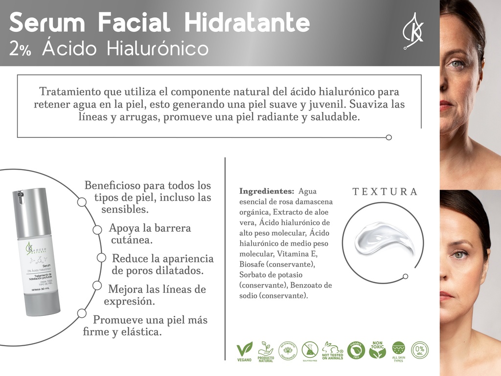 SERUM 2% ÁCIDO HIALURÓNICO AIRLESS 30 ML